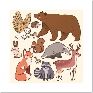 Cute woodland animals illustration Posters and Art